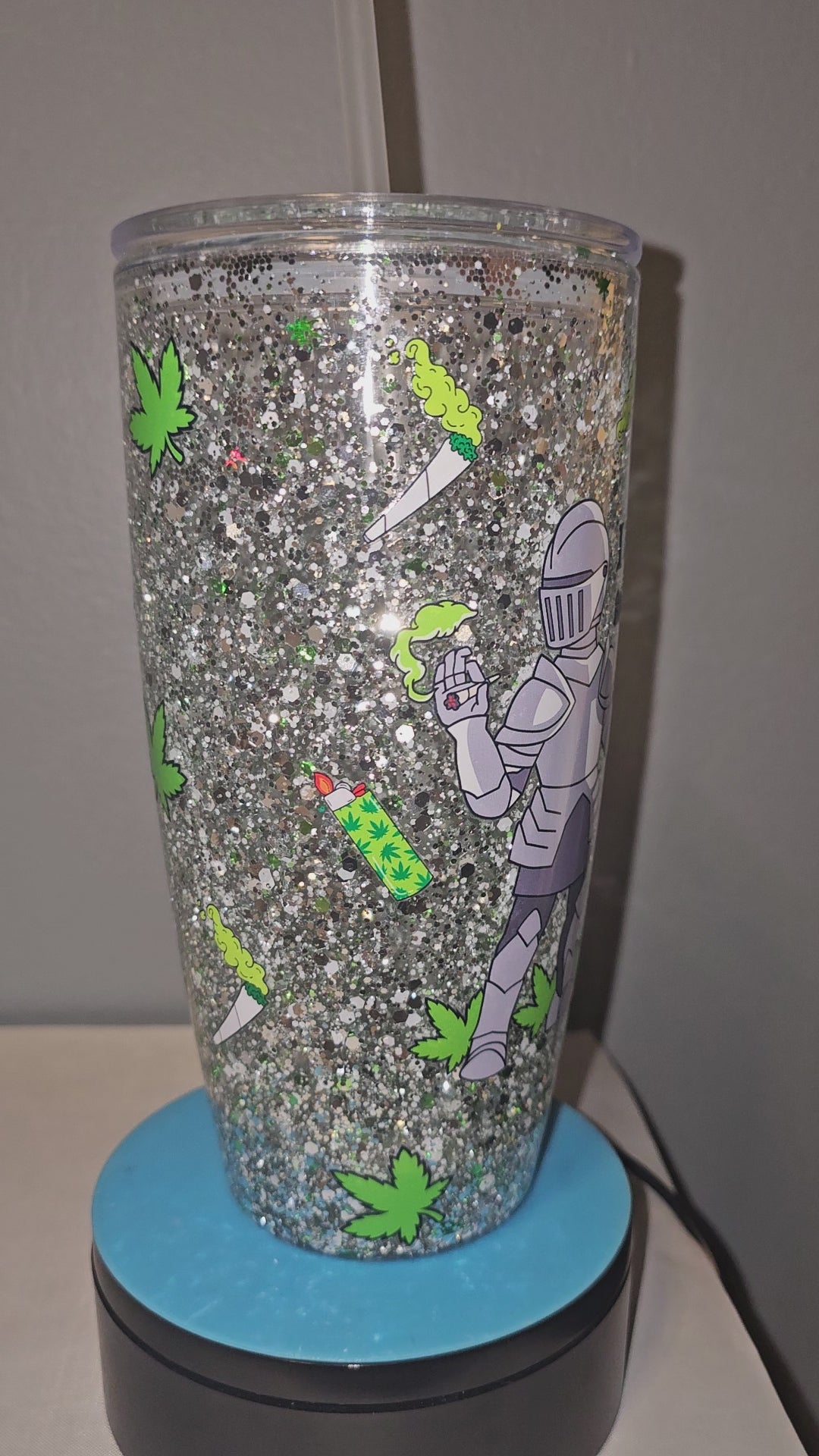 Silver "Waketh and Baketh" Glitter Tumbler