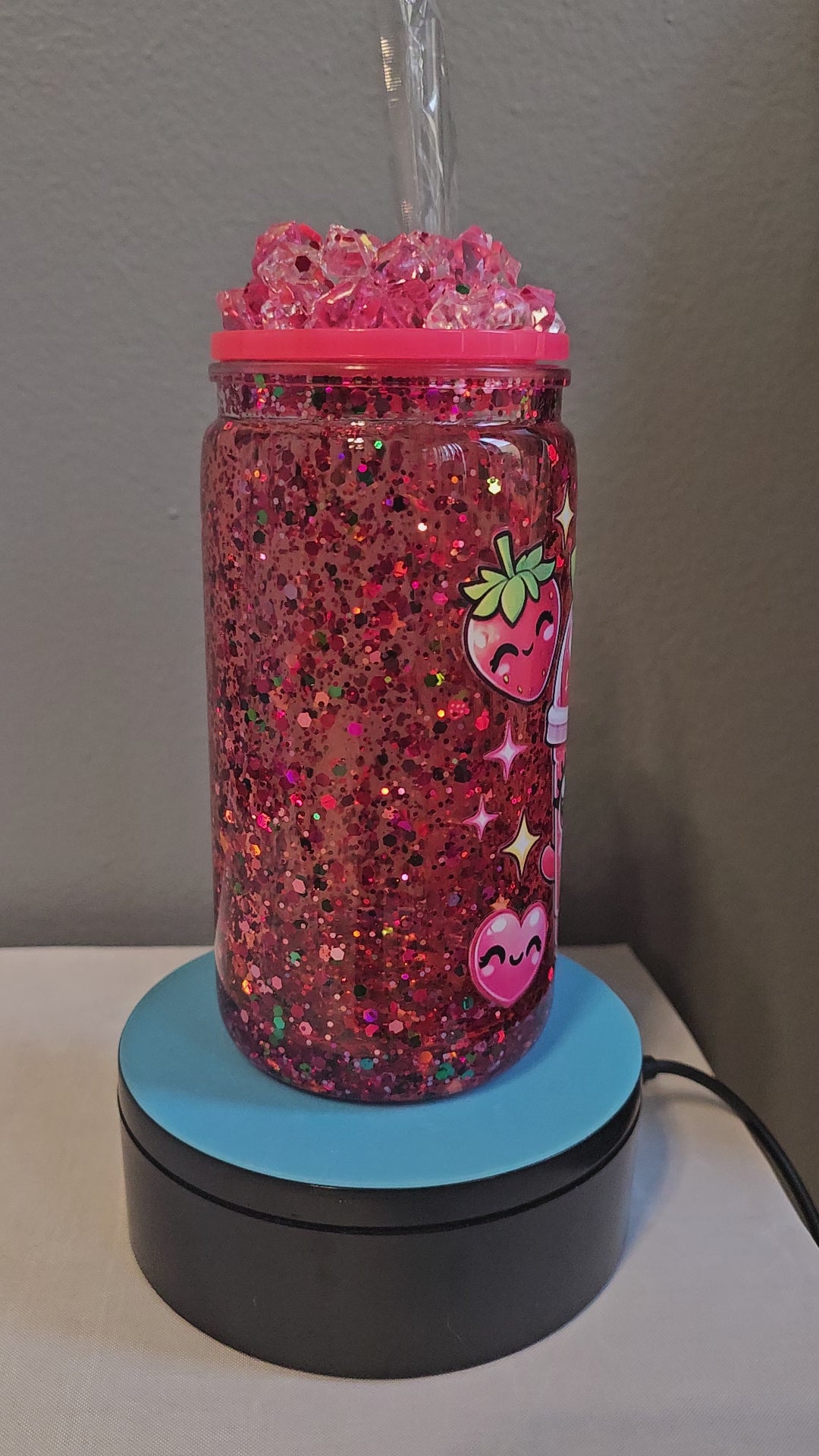 Strawberry Glitter Tumbler