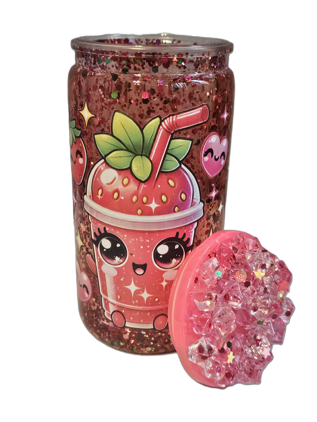 Strawberry Glitter Tumbler